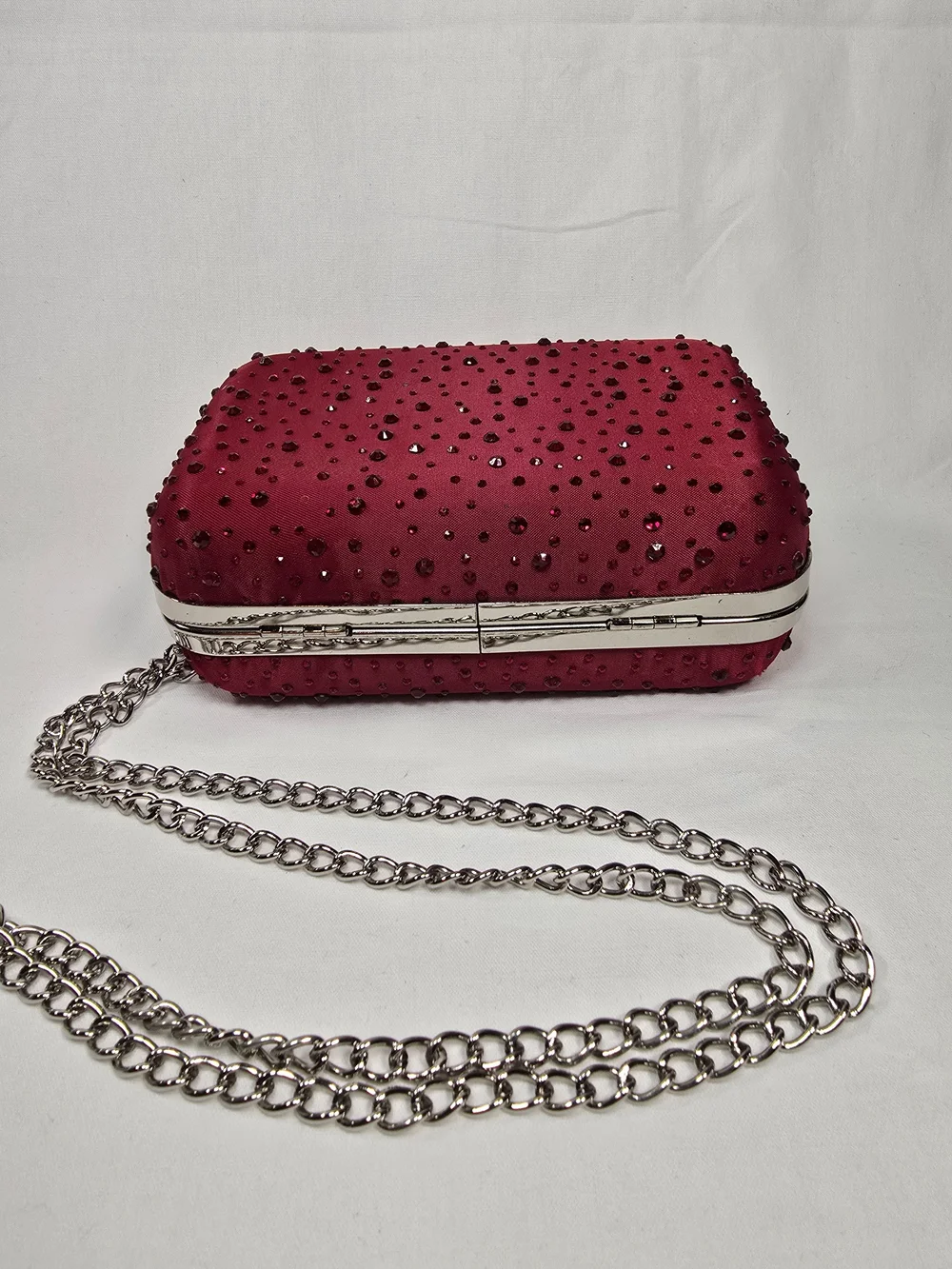 Elegant Studded Satin Clutch - Deep Wine By White House Black Market - Picture 3 of 4